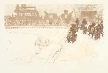 Le Pont, lithographie de la série Quelques aspects de la vie de Paris